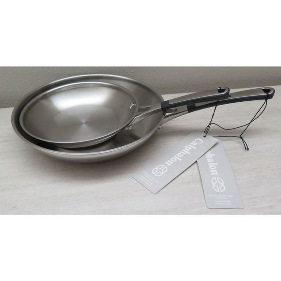Calphalon 1388 8" Frying Pan & 1390 10" Tri-Ply Stainless Steel Frying Pan Set - Picture 1 of 14